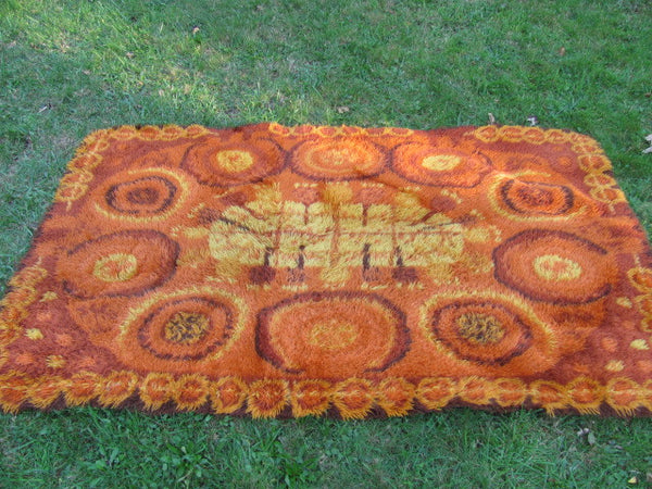 Rug: Orange Rya Rug Belgium