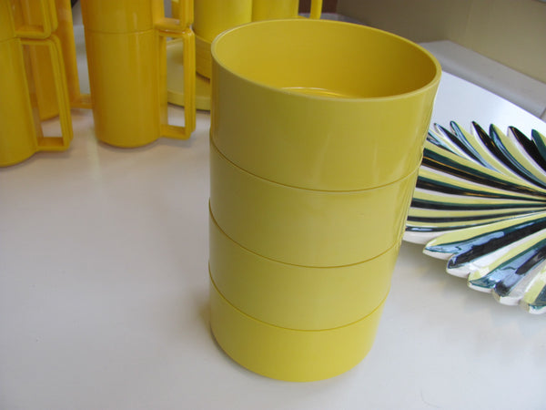 SOLD.    Heller Yellow Bowls x4 by Vignelli