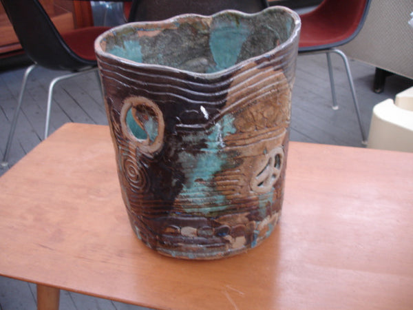 Ceramic: Studio Ceramic Wastebasket 1970s