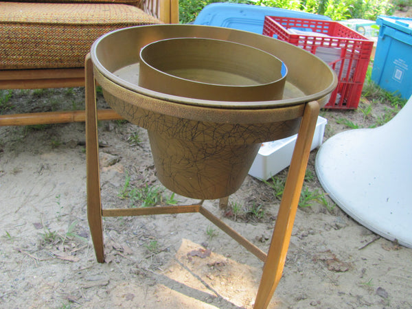 SOLD   Eames Era, Vintage Mid Century Plastic and Wood Planter  - SOLD
