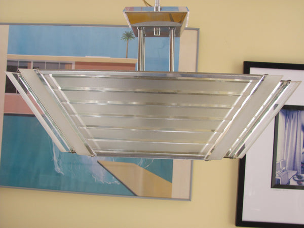 Lighting: Stainless & Lucite Ceiling Fixture by Fredrick Ramond