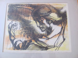 Print: Umberto Romano Lithograph in Color, " David and the Harp" Signed and Numbered