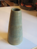 Zanesville Pottery Green Tapered Vase 7" Tall Homespun Line