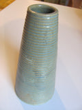 Sold   Zanesville Pottery Green Tapered Vase 7" Tall Homespun Line