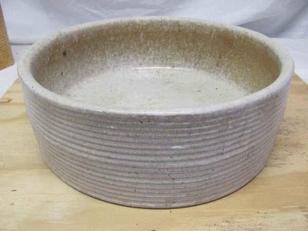 SOLD   Zanesville Pottery 10" diameter x 3.5" Tall Ribbed Stoneware Bowl #4002 Excellent