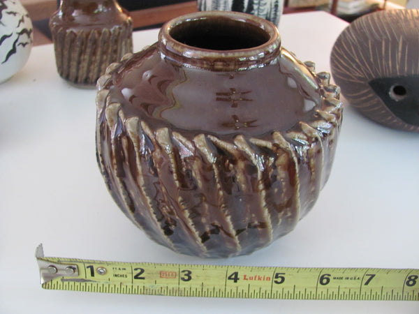 Ceramics: F. Carlton Ball Ribbed Vase, Acorn Shaped