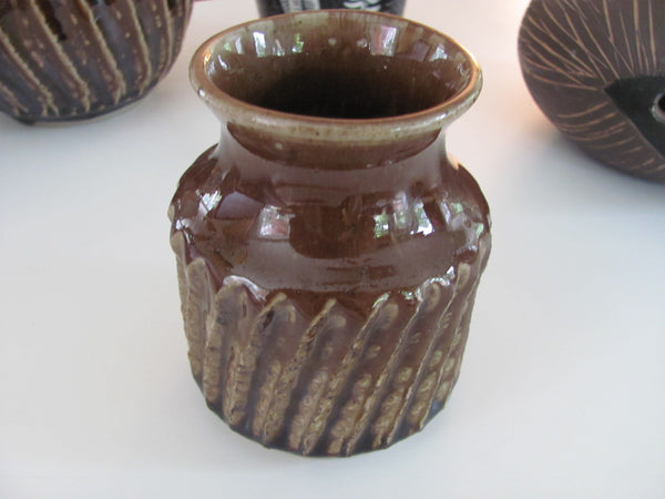 Ceramics: F. Carlton Ball Brown Cylinder Vase