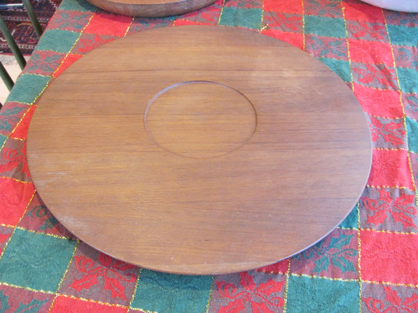 Furnishings: Vintage Dansk Denmark Teak 18" Diameter Tray.  SOLD