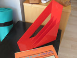 SOLD  -  Red LP Record Rack by Heller, Italy designed by Giotto Stoppino 1960s