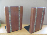 Bookends:  Pair of Walnut and Tile Bookends by Jane & Gordon Martz for Marshall Studios 5" x 7.5"