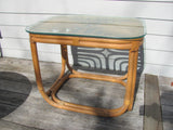 SOLD    Table: BROWN JORDAN Rattan Side Table with Glass Top