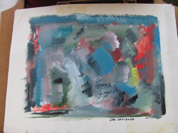 ART: Ira Davidoff Mixed Media on Paper Abstract Painting 24" x 18" Unframed