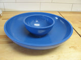 Dinnerware: Dansk Chip & Dip set in Blue Plastic Gunnar Cyren Designer 1970 MCM