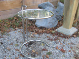 Table: Eileen Grey Chrome and Glass Adjustable Side Table  - SOLD
