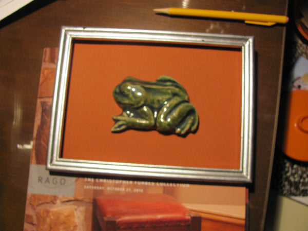 Ceramics: Margie Hughto Ceramic Frog, Mounted and Framed
