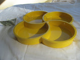 Dansk Plastic Condiment Tray Yellow 4 Compartment Cloverleaf Pattern