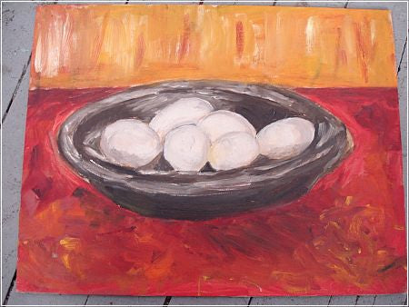 ART: Still Life of Eggs In a Bowl, o/b