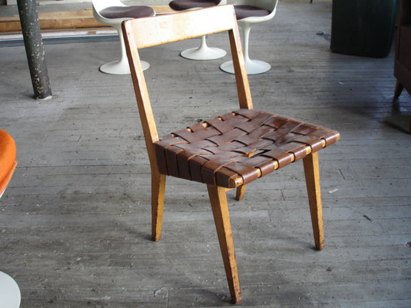 SOLD   Chair: Jens Risom for Knoll early Leather Side chair